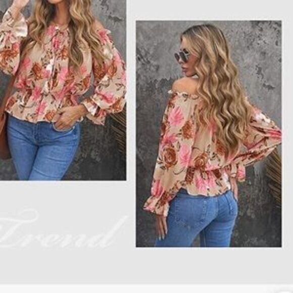 NEW Ruffle Sleeves Off Shoulder Chiffon Blouse - Picture 2 of 6